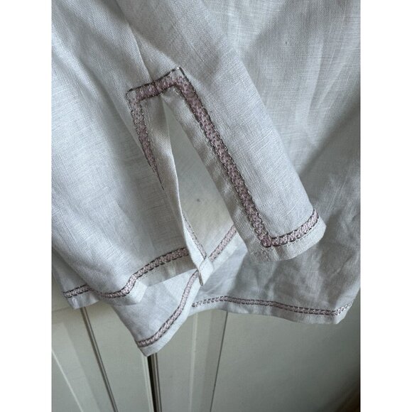 Grace Elements Linen Blouse Womens Medium Pink Silver Rhinestones‎ Tunic New - Picture 7 of 10